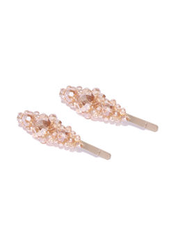 Blueberry - Golden Crystal Beads Detailing Hair Pins Set of 2