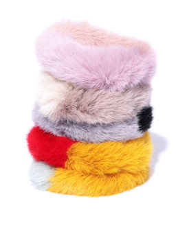 Blueberry - Multi Double Tone Fur Scrunchies Set of 5