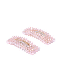 Blueberry - Pink Crystal Beads Detailing Hair Pins Set of 2
