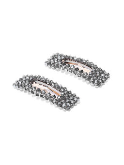 Blueberry - Metallic Crystal Beads Detailing Hair Pins Set of 2