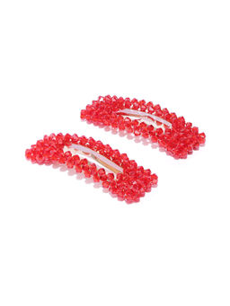 Blueberry - Black Crystal Beads Detailing Hair Pins Set of 2