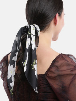 Blueberry - Black Printed Ruffle Scrunchies