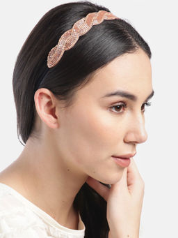 Blueberry - Peach Glass Bead Embellished Hair Band