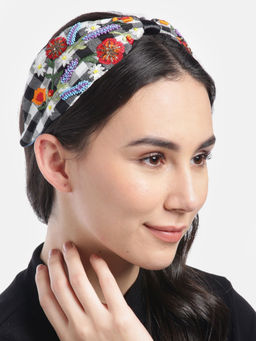 Blueberry - Multi Bead Embellished Knot Hair Band