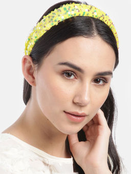 Blueberry - Yellow Sequin Embellished Velvet Hair Band