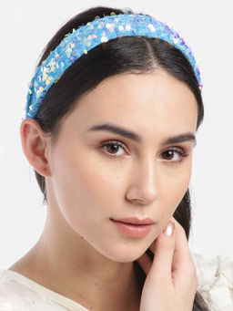 Blueberry - Sequins Embellished Blue Velvet Hair Band