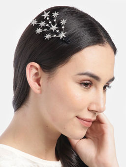 Blueberry - Silver Plated Star Shape Crystal Embellished Alligator Hair Clip