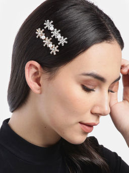 Blueberry - Silver And Gold Crystal Embellished Bobby Pins Set of 2