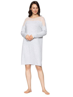 Triumph - Amourette 01 Long Sleeve Soft Fabric Sustainable Nightdress - Grey