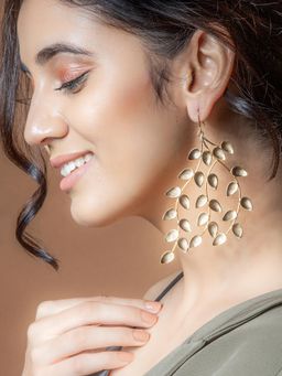 Suhani Pittie - Gold Toned Foliage Drop Earrings