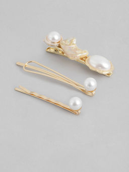 Twenty Dresses by Nykaa Fashion - Trio Of Pearls Hair Pins (Set of 3)