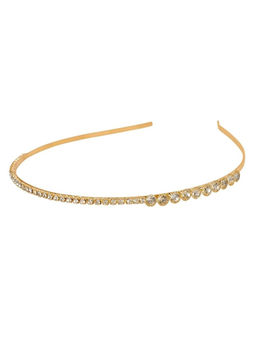 Accessher - Rhinestone Studded Golden Metal Hair Band