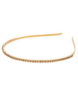 Accessher - Rhinestone Studded Golden Metal Hair Band