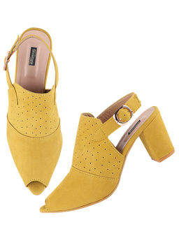 Shoetopia - Women Yellow Solid Block Heels