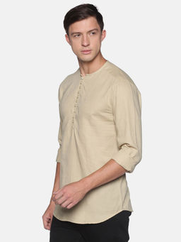 SHOWOFFFF - Men's Lenin Casual Beige Solid Slim Fit Kurta