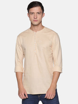 SHOWOFF - Men's Lenin Casual Light Beige Solid Slim Fit Kurta