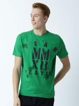 Huetrap - Mens Printed Round Neck Green T-Shirt