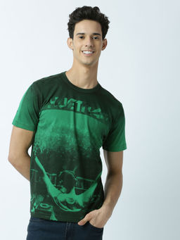 Huetrap - Mens Printed Round Neck Green T-Shirt