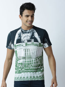 Huetrap - Mens Printed Round Neck White T-Shirt