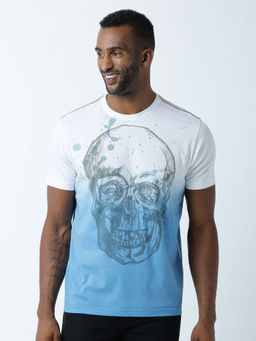 Huetrap - Mens Printed Round Neck White T-Shirt