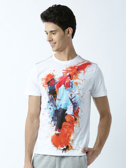 Huetrap - Mens Printed Round Neck White T-Shirt