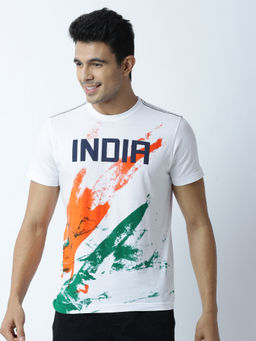 Huetrap - Mens Printed Round Neck White T-Shirt