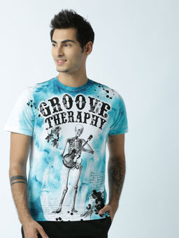 Huetrap - Mens Printed Round Neck White T-Shirt