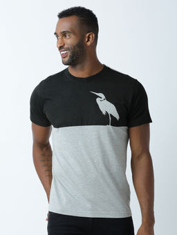 Huetrap - Mens Printed Round Neck Grey T-Shirt