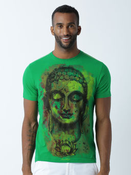 Huetrap - Mens Printed Round Neck Green T-Shirt