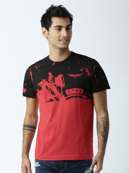 Huetrap - Mens Printed Round Neck Red T-Shirt