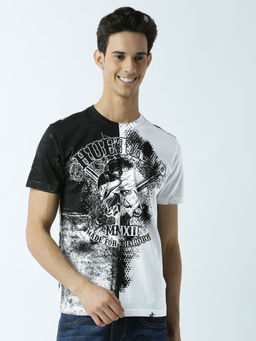 Huetrap - Mens Printed Round Neck White T-Shirt