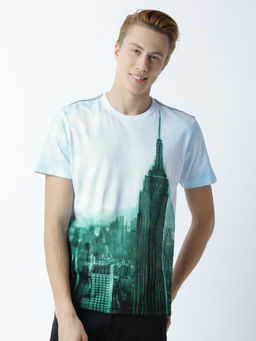 Huetrap - Mens Printed Round Neck White T-Shirt