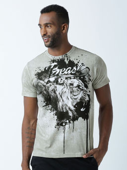 Huetrap - Mens Printed Round Neck White T-Shirt