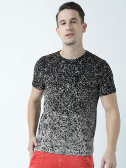 Huetrap - Mens Printed Round Neck Black T-Shirt