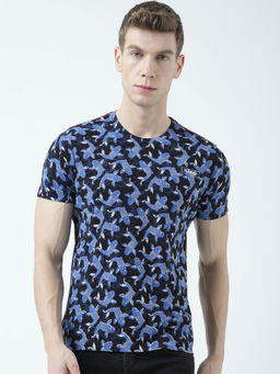 Huetrap - Mens Printed Round Neck Black T-Shirt