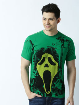 Huetrap - Mens Printed Round Neck Green T-Shirt