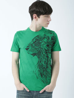 Huetrap - Mens Printed Round Neck Green T-Shirt
