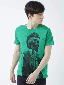 Huetrap - Mens Printed Round Neck Green T-Shirt
