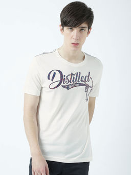 Huetrap - Mens Printed Round Neck White T-Shirt