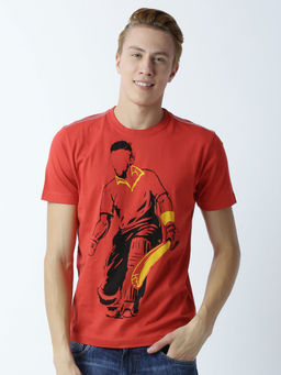 Huetrap - Mens Printed Round Neck Red T-Shirt