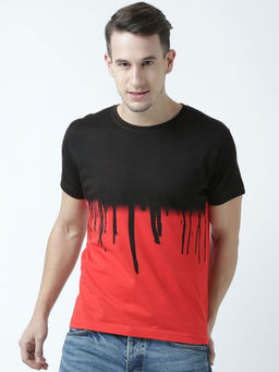 Huetrap - Mens Printed Round Neck Red T-Shirt