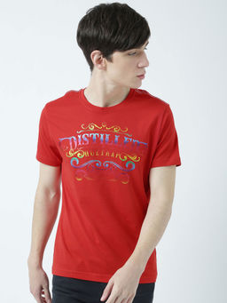 Huetrap - Mens Printed Round Neck Red T-Shirt
