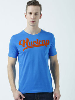 Huetrap - Mens Printed Round Neck Blue T-Shirt