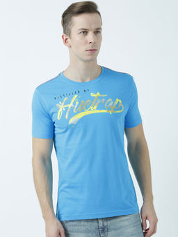 Huetrap - Mens Printed Round Neck Blue T-Shirt