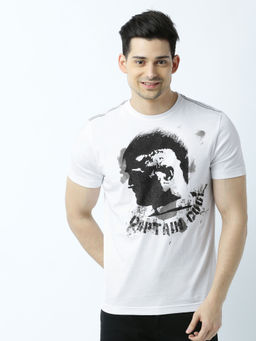 Huetrap - Mens Printed Round Neck White T-Shirt
