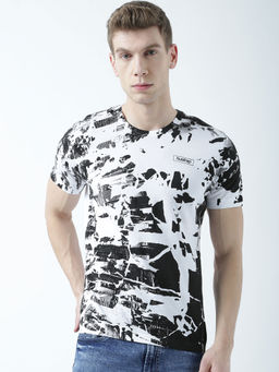 Huetrap - Mens Printed Round Neck White T-Shirt