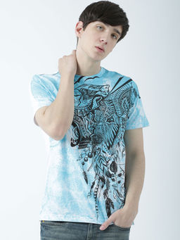 Huetrap - Mens Printed Round Neck White T-Shirt