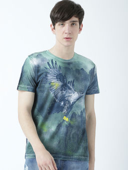 Huetrap - Mens Printed Round Neck Multicoloured T-Shirt