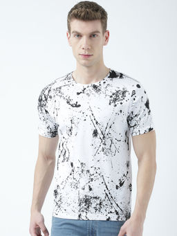 Huetrap - Mens Printed Round Neck White T-Shirt