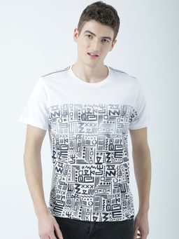 Huetrap - Mens Printed Round Neck White T-Shirt